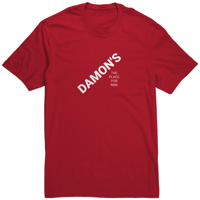 Damons_The_Place_For_Ribs_T-Shirt_Red_Mockup.png